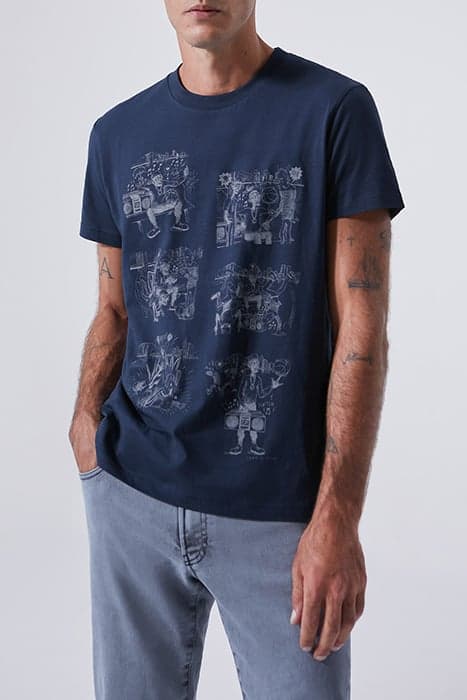 NAVY ORGANIC T-SHIRT WITH HIP-HOP COMIC IMAGE NAVY by IKKS