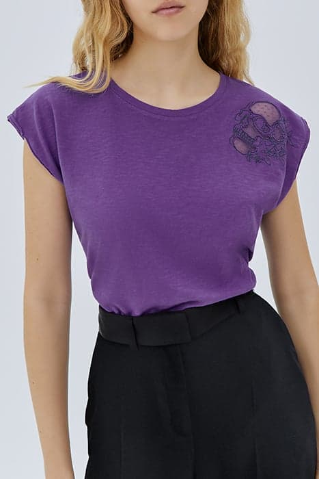 PURPLE T-SHIRT WITH SKULL EMBROIDERY AND TULLE PLUM by IKKS