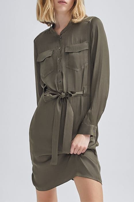 KHAKI SATIN RECYCLED DRESS WITH FLAP ON BACK KHAKI by IKKS