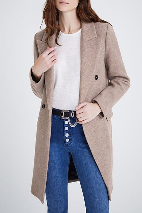 LONG COAT IN A MAJORITY OF WOOL COLORS SESAME WOMAN BEIGE by IKKS