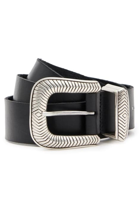 SKYLAR WESTERN BELT BLACK/ANTQ NICKEL by AllSaints