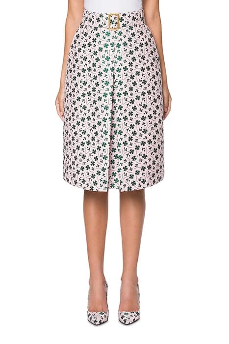 FOUR LEAF CLOVER JACQUARD MIDI SKIRT PINK by Moschino