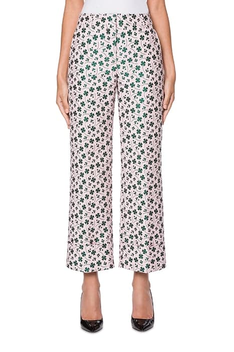 FOUR LEAF CLOVER JACQUARD TROUSERS PINK by Moschino