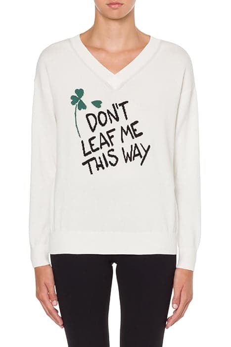 DON'T LEAF ME THIS WAY PULLOVER WHITE by Moschino