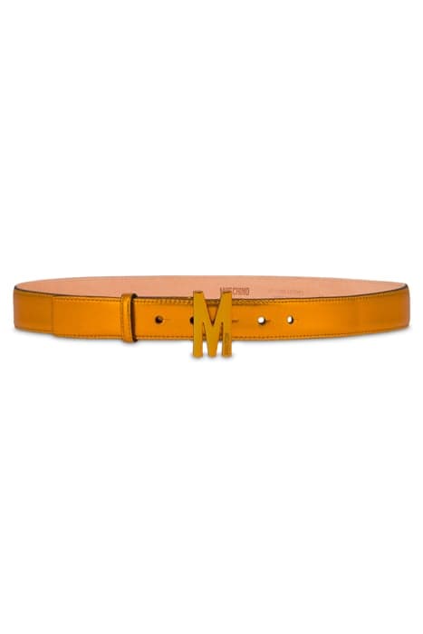 SHINY LAMINATED M BELT ORANGE by Moschino