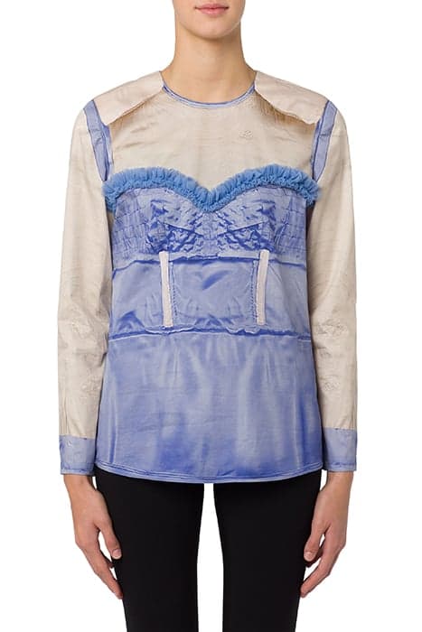 INSIDE OUT TROMPE-L'ŒIL POPLIN BLOUSE MULTICOLOR by Moschino