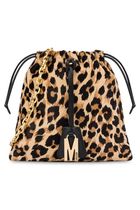 LEOPARD PONY SKIN BUCKET BAG BEIGE by Moschino