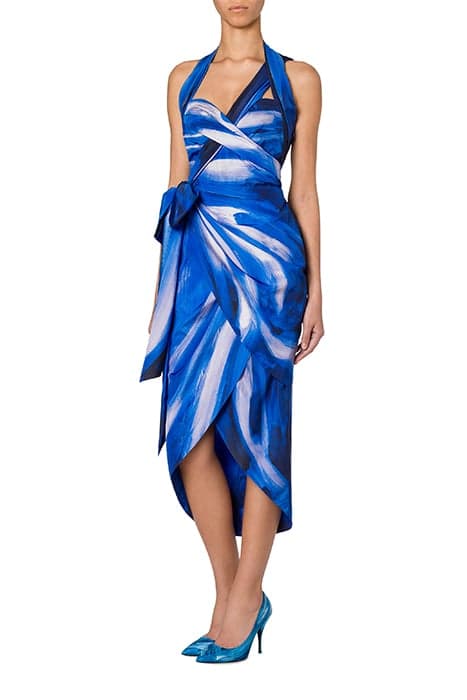 PAINTING TAFFETA DRESS BLUE by Moschino