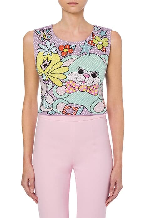 COUTURE MENAGERIE KNITTED CROP TOP PURPLE by Moschino