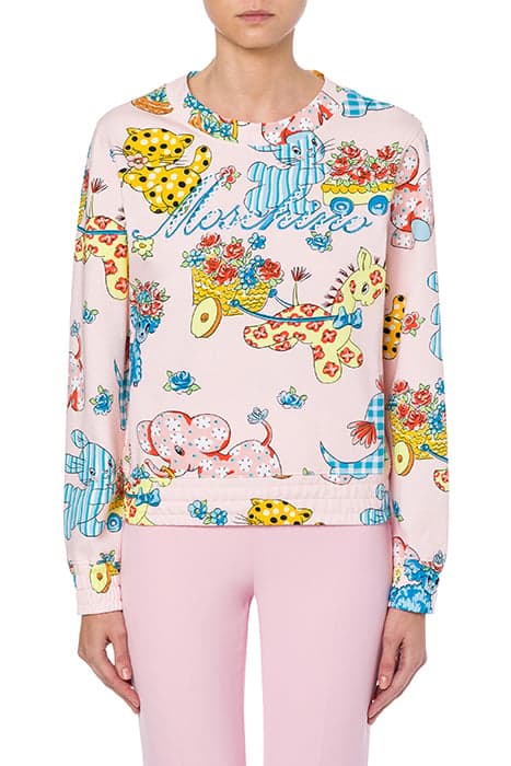 CALICO ANIMALS INTERLOCK SWEATSHIRT PINK by Moschino