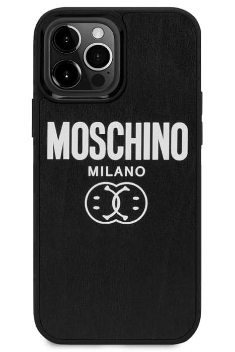 IPHONE 13 PRO MAX DOUBLE SMILEY® LOGO COVER BLACK by Moschino