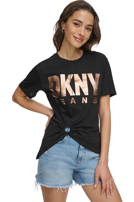 S/S O RING LOGO T SHIRT BLACK by DKNY