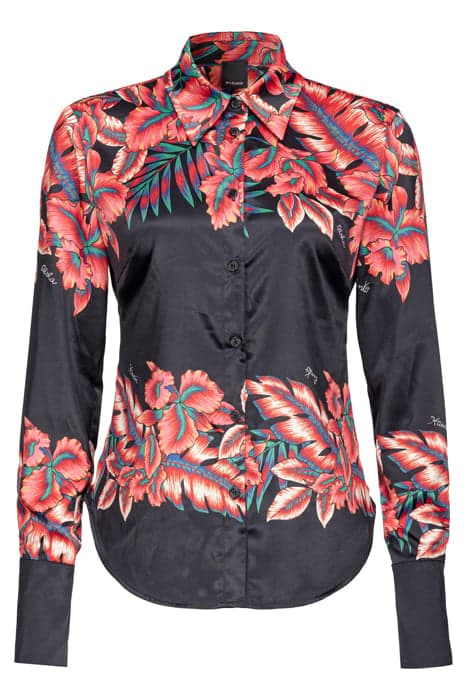 CRIMINALE CAMICIA RASO ST. RIGA TROPICALE BLACK/RED MULTI by PINKO