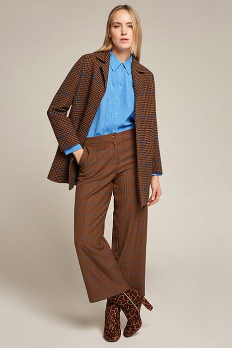 CHEQUERED CROPPED TROUSERS BROWN by Elena Mirò