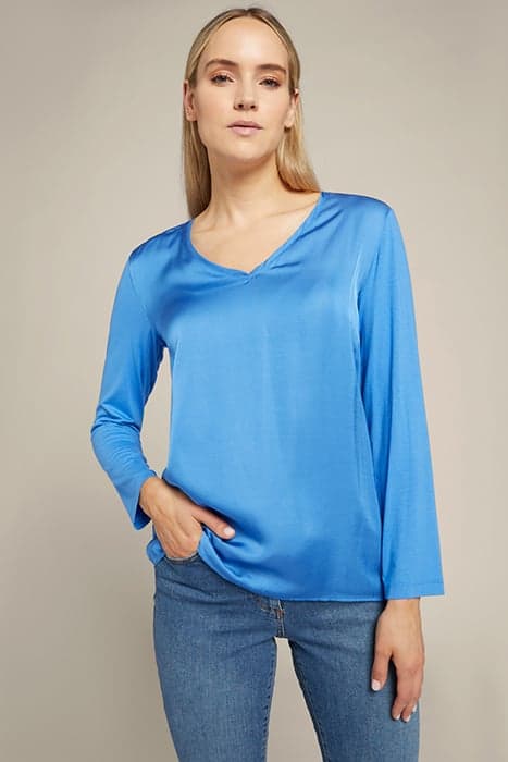 T-SHIRT IN TWO ECO-VISCOSE FABRICS BLUE by Elena Mirò