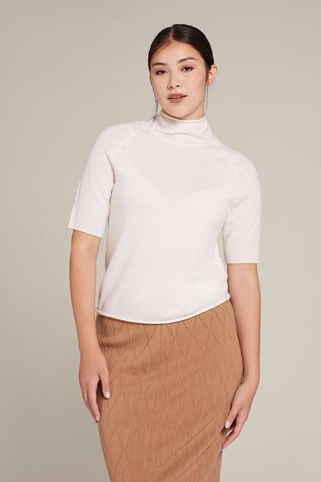 SHORT SLEEVED WOOL SWEATER WHITE by Elena Mirò