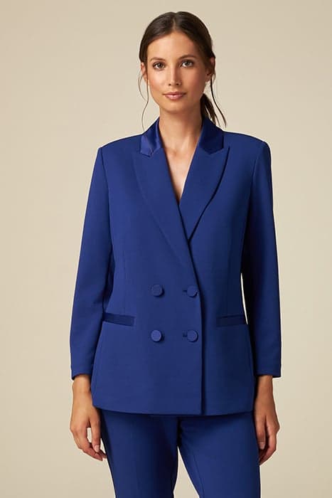 BLAZER WITH SATIN DETAILS BLUE by Oltre