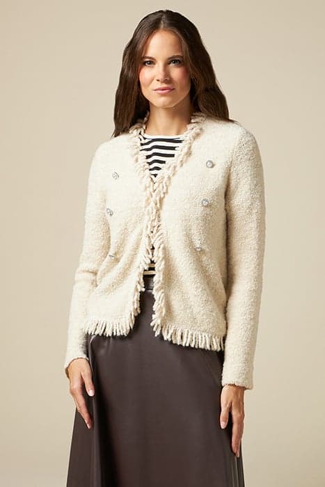 KNITTED JACKET WITH JEWEL BUTTONS NATURAL by Oltre