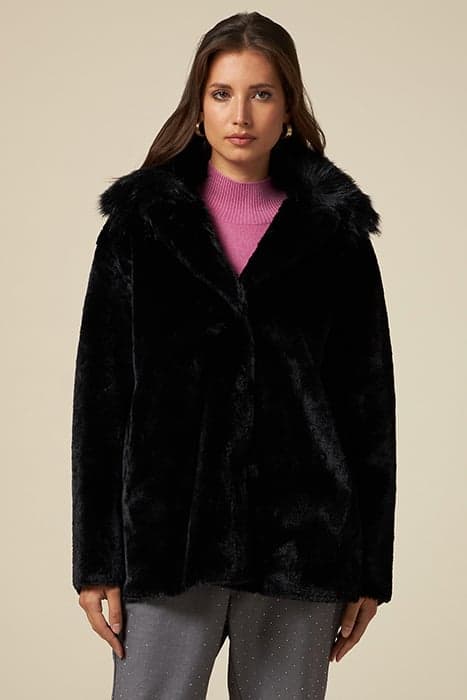 FUR EFFECT JACKET BLACK by Oltre