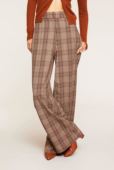 WIDE-LEG CHEQUERED PATTERN TROUSERS NATURAL by Motivi