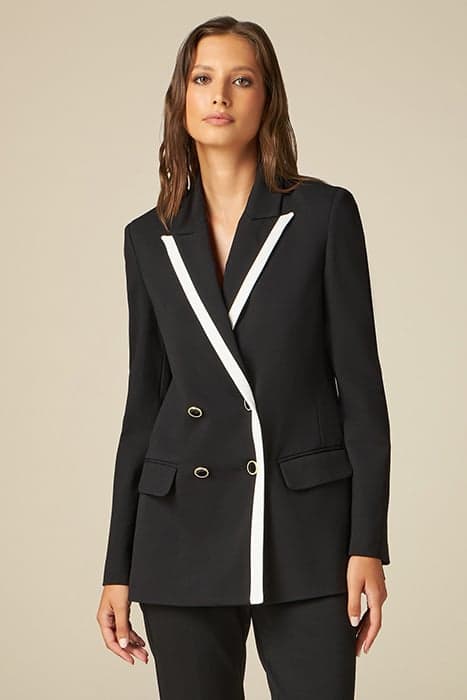 MILANO-STITCH BLAZER WITH CONTRASTING PROFILES BLACK by Oltre