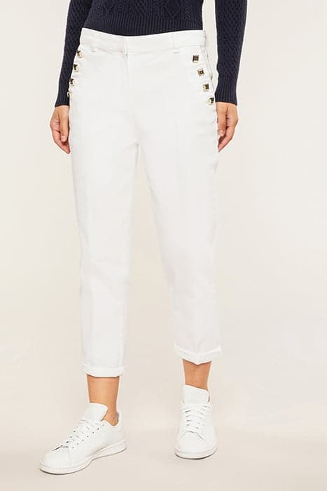 CHINO TROUSERS WITH BUTTON FEATURE WHITE by Motivi