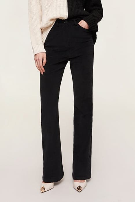 CORDUROY FLARE TROUSERS BLACK by Motivi