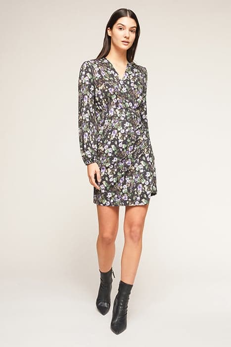 SHORT FLORAL PATTERNED JERSEY DRESS BLACK by Motivi