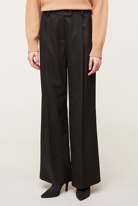 PINSTRIPED LUREX TROUSERS WITH DARTS BLACK by Motivi