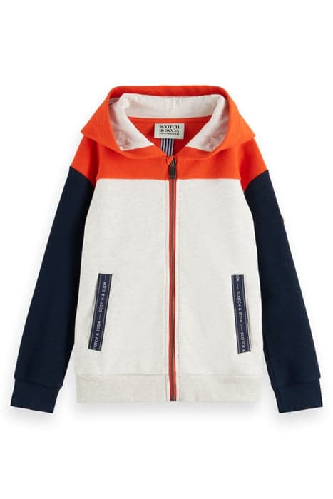 RELAXED-FIT COLOUR BLOCK ZIP-THROUGH HOODIE COLOURFUL BLOCKI by Scotch & Soda