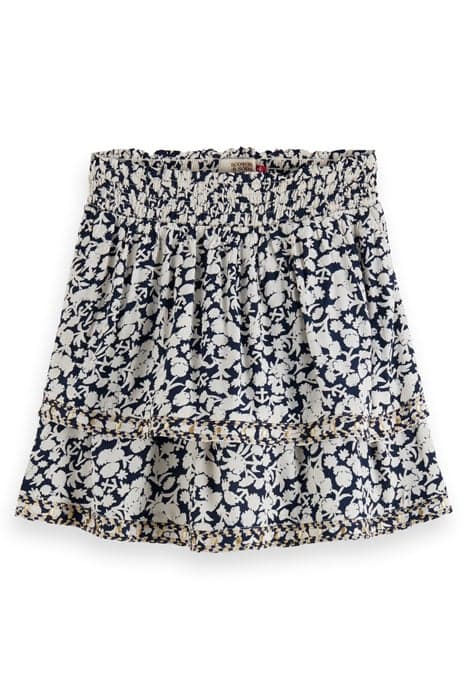 TIERED ALL-OVER PRINTED EMBROIDERED VISCOSE MINI SKIRT ANCHO by Scotch & Soda