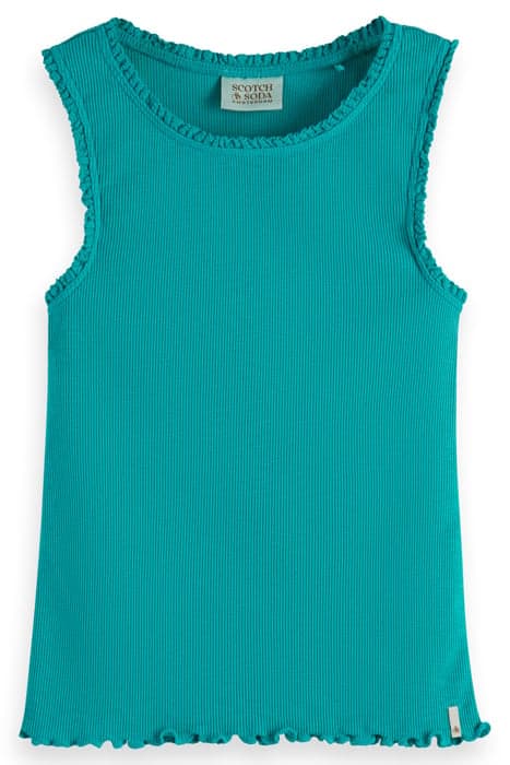 FITTED RIBBED TANK TOP SEA GREEN by Scotch & Soda