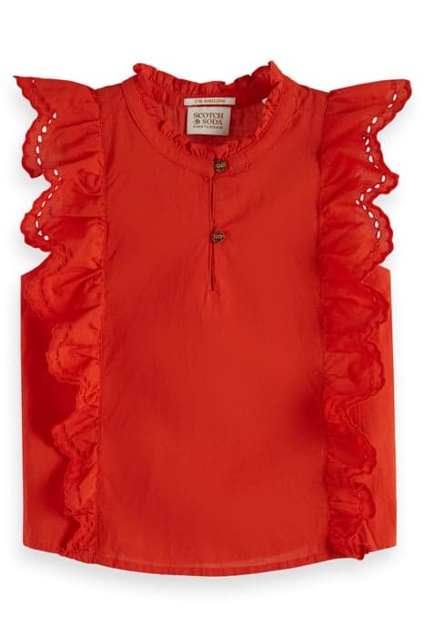 SLEEVELESS BRODERIE ANGLAISE TOP LOBSTER RED by Scotch & Soda