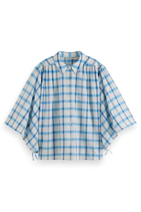 CHECKED BALLOON SLEEVE SHIRT SKY BLUE CHECK by Scotch & Soda