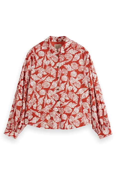 PRINTED BALLOON SLEEVE SHIRT SHELL BATIK TERRACOTTA by Scotch & Soda