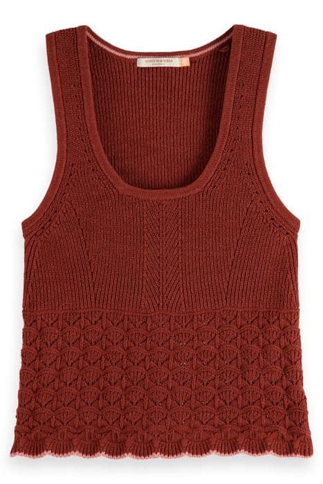 RELAXED FIT POINTELLE KNITTED TANK TERRACOTTA by Scotch & Soda