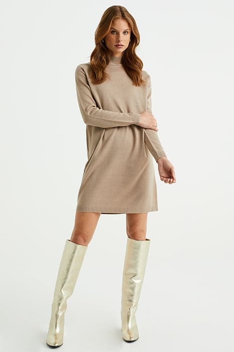 DRESS MID LENGTH BEIGE by WE Fashion