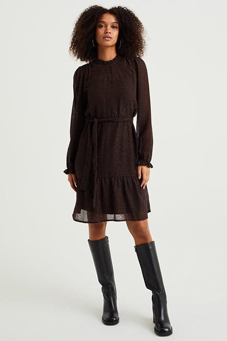 DRESS SHORT DARK BROWN by WE Fashion