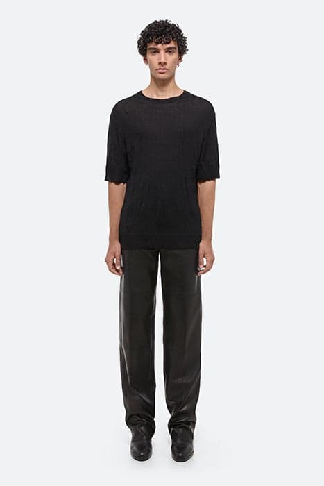 CRUSH KNT SS TEE MERINO WOOL, POLYURETHANE, POLYESTER BLACK by Helmut Lang