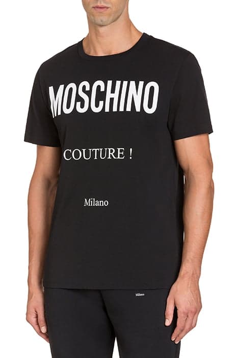 COTTON T-SHIRT WITH MOSCHINO COUTURE PRINT BLACK by Moschino