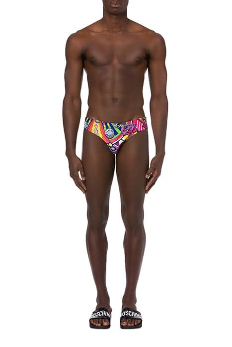 PINBALL PRINT SWIM BRIEFS MULTICOLOR by Moschino