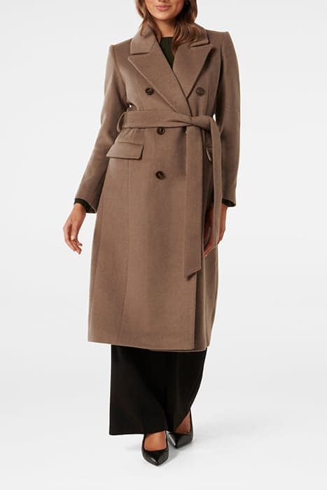 CHARLOTTE PETITE WRAP COAT ASH BROWN by Forever New