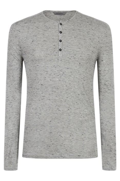 SLIM FIT LS MELANGE NEP RIB HENLEY MED GREY by John Varvatos