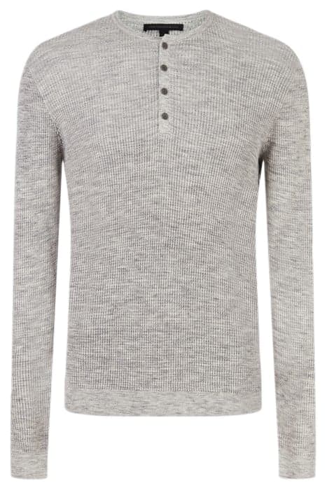 OTIS LS SPACE DYE WAFFLE HENLEY LT GREY HTHR by John Varvatos