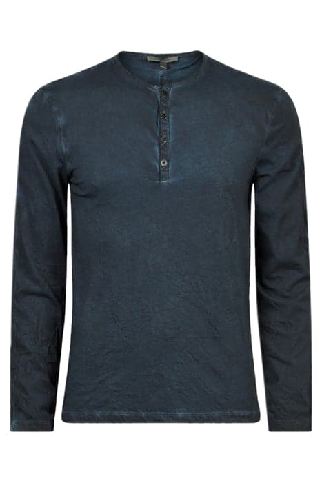 GREENWICH REGULAR FIT LS HENLEY WITH COL CAPRI BLUE by John Varvatos