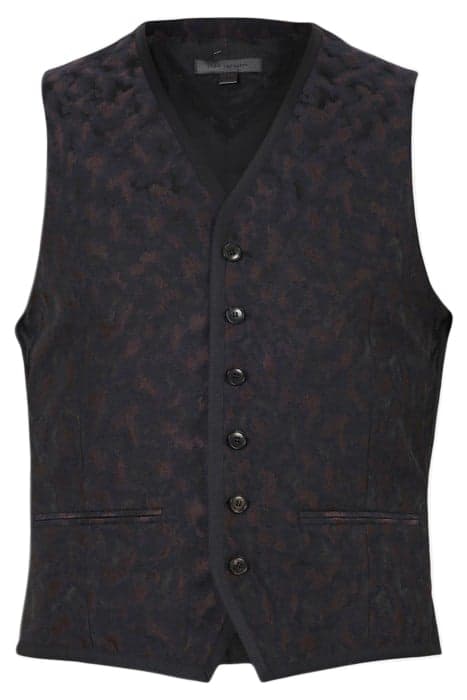 BUTTON FRONT CLOSURE VEST WITH SATIN TAP MERLOT by John Varvatos