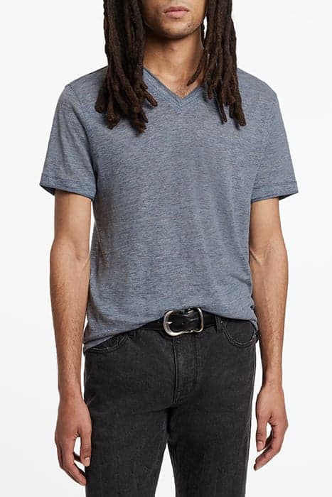 WOOSTER REGULAR FIT SS VNECK WITH MELANG DUTCH BLUE by John Varvatos