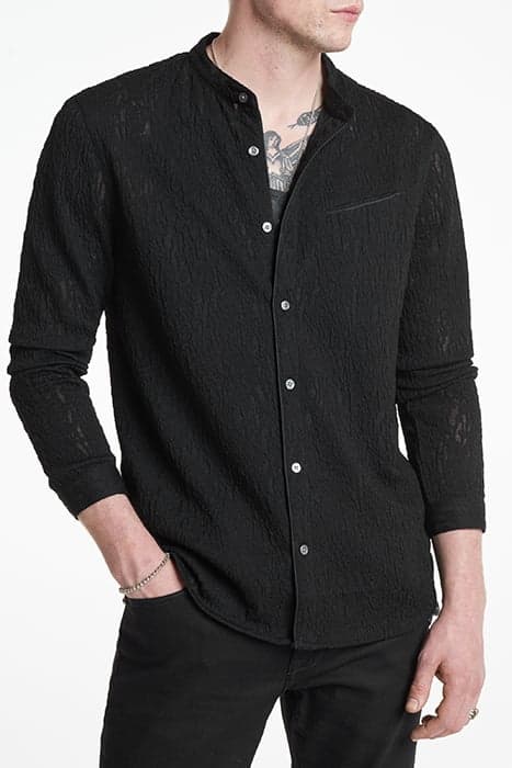 GLENN REGULAR FIT LS SHIRT WITH PIPING D BLACK by John Varvatos