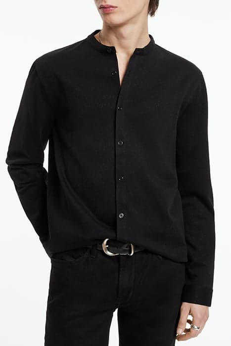 YANCEY REGULAR FIT LS STAND COLLAR SHIRT BLACK by John Varvatos