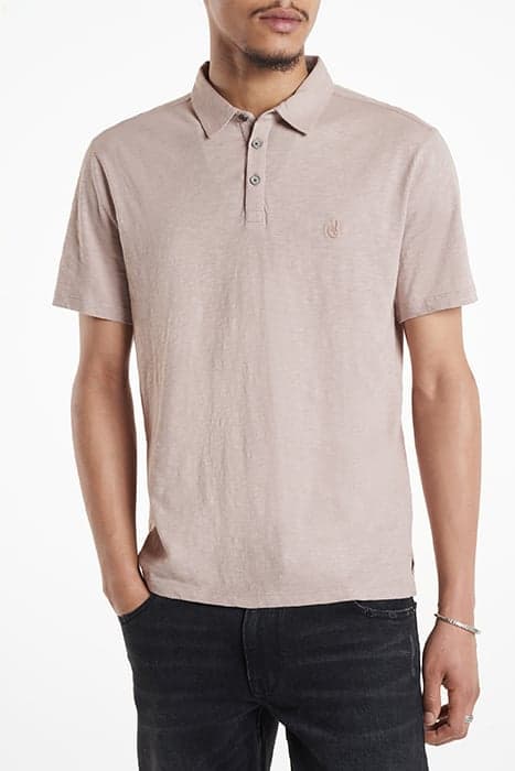 VICTOR SS SLUB CTN POLO W PEACE SIGN EMB DRIED PETAL by John Varvatos